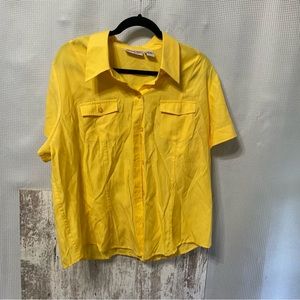 Joanna Plus 1X Yellow Button Down Blouse Top